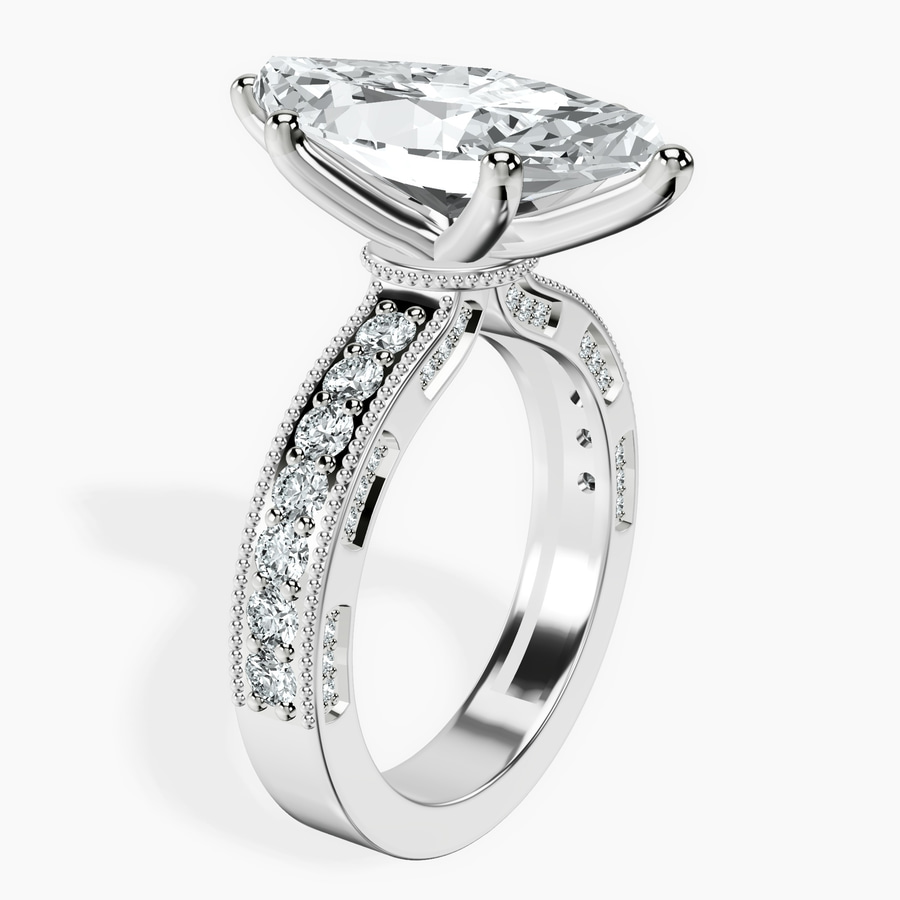 Platinum Regalia Milgrain Lab Diamond Ring standing product image one
