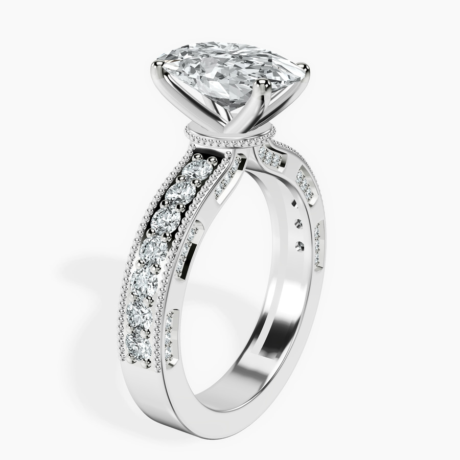 Platinum Regalia Milgrain Lab Diamond Ring standing product image one