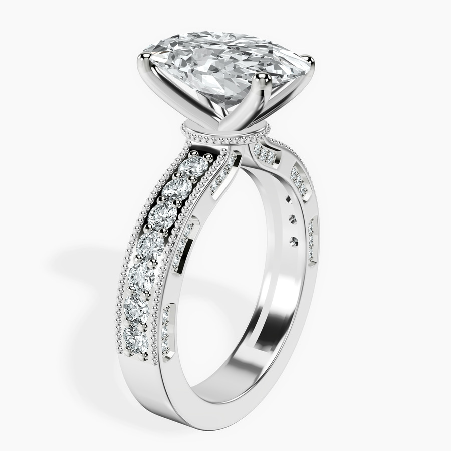 18kt White Gold Regalia Milgrain Lab Diamond Ring standing product image one