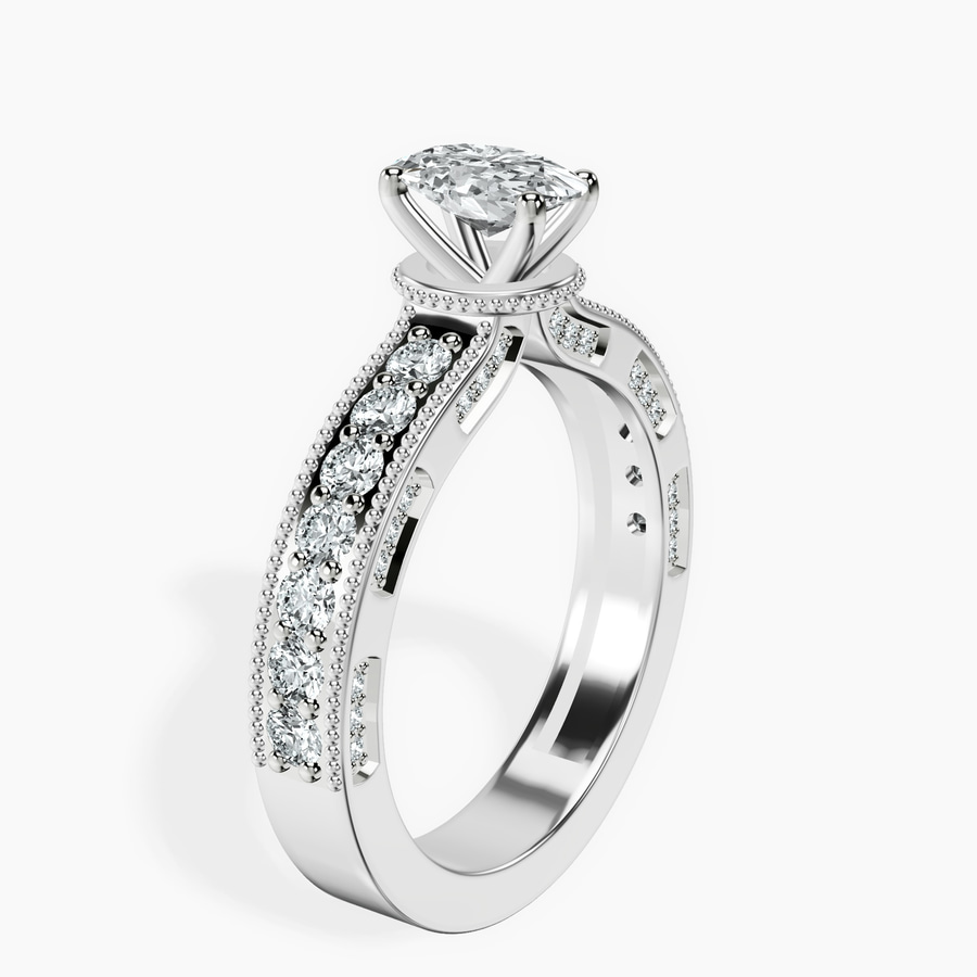 Platinum Regalia Milgrain Lab Diamond Ring standing product image one