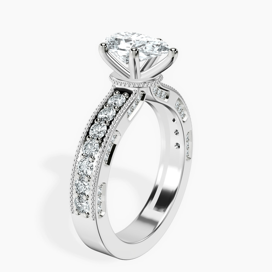 Platinum Regalia Milgrain Lab Diamond Ring standing product image one