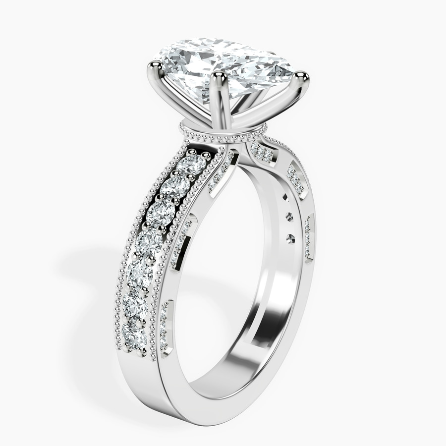 Platinum Regalia Milgrain Lab Diamond Ring standing product image one