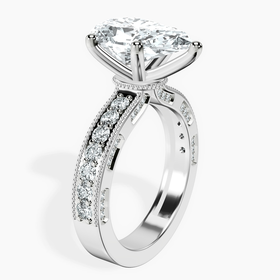 18kt White Gold Regalia Milgrain Lab Diamond Ring standing product image one