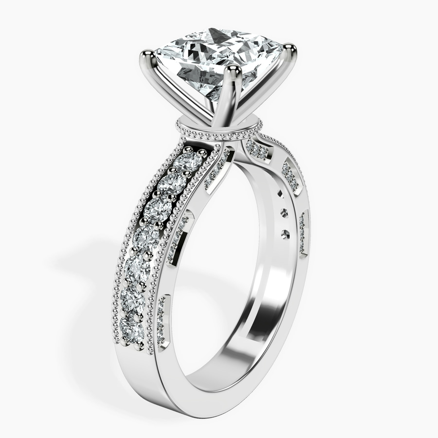 Platinum Regalia Milgrain Lab Diamond Ring standing product image one