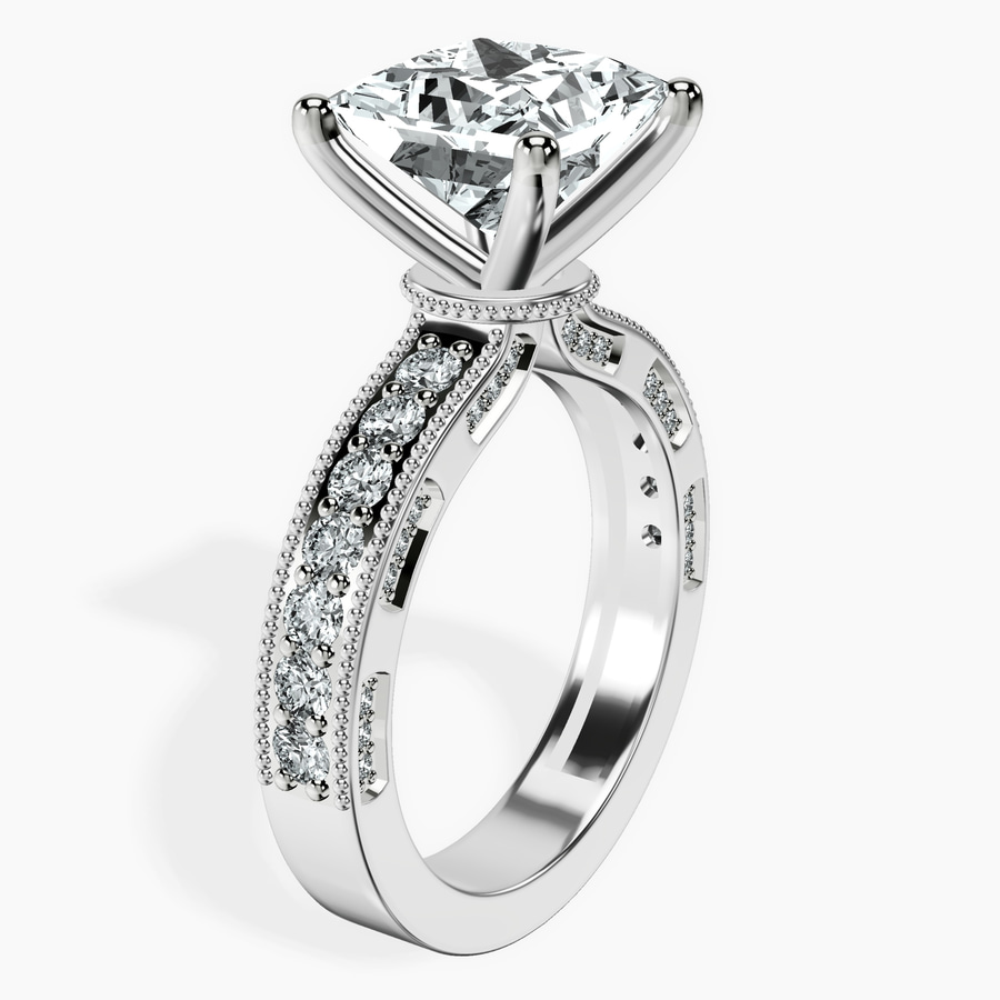 Platinum Regalia Milgrain Lab Diamond Ring standing product image one