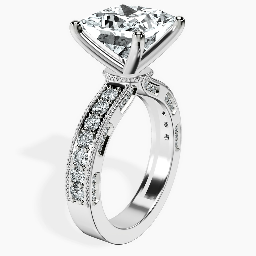 10kt White Gold Regalia Milgrain Lab Diamond Ring standing product image one