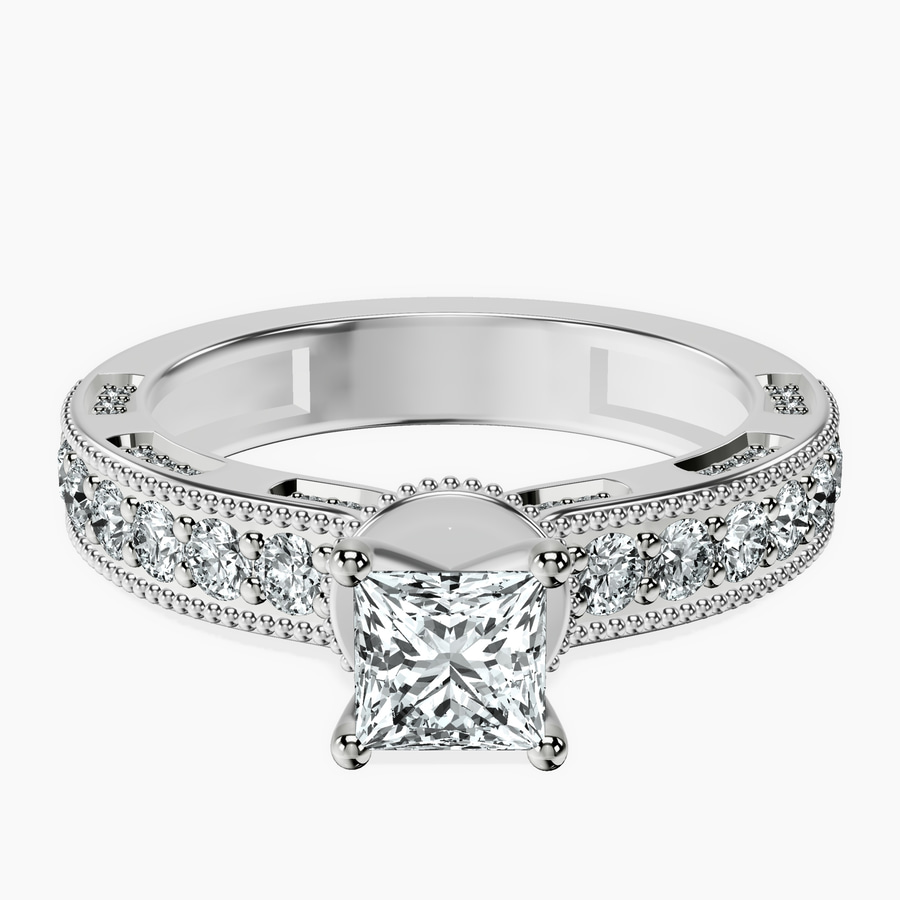 18kt White Gold Regalia Milgrain Lab Diamond Ring front image