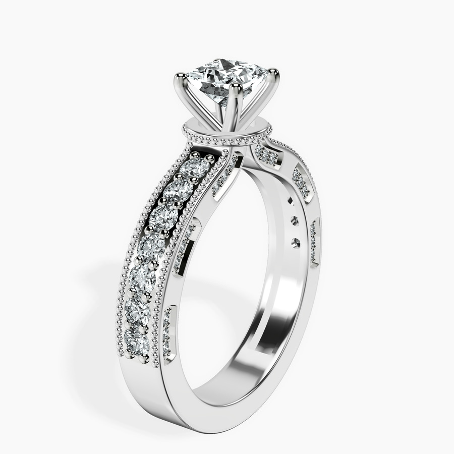 10kt White Gold Regalia Milgrain Lab Diamond Ring standing product image one