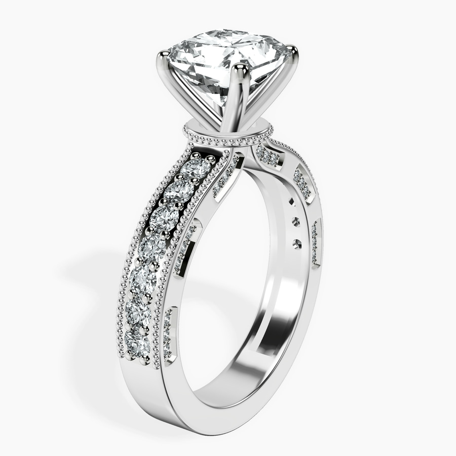 14kt White Gold Regalia Milgrain Lab Diamond Ring standing product image one