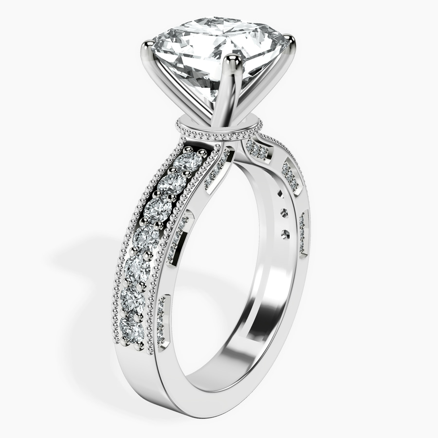 Platinum Regalia Milgrain Lab Diamond Ring standing product image one