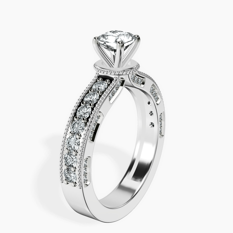 10kt White Gold Regalia Milgrain Lab Diamond Ring standing product image one