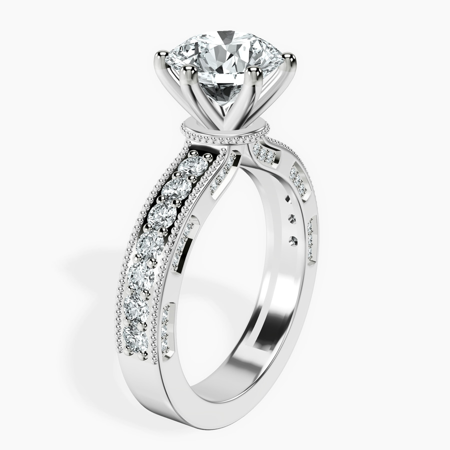 10kt White Gold Regalia Milgrain Lab Diamond Ring standing product image one