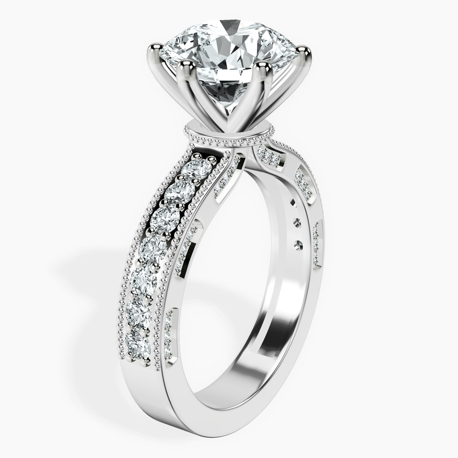 10kt White Gold Regalia Milgrain Lab Diamond Ring standing product image one