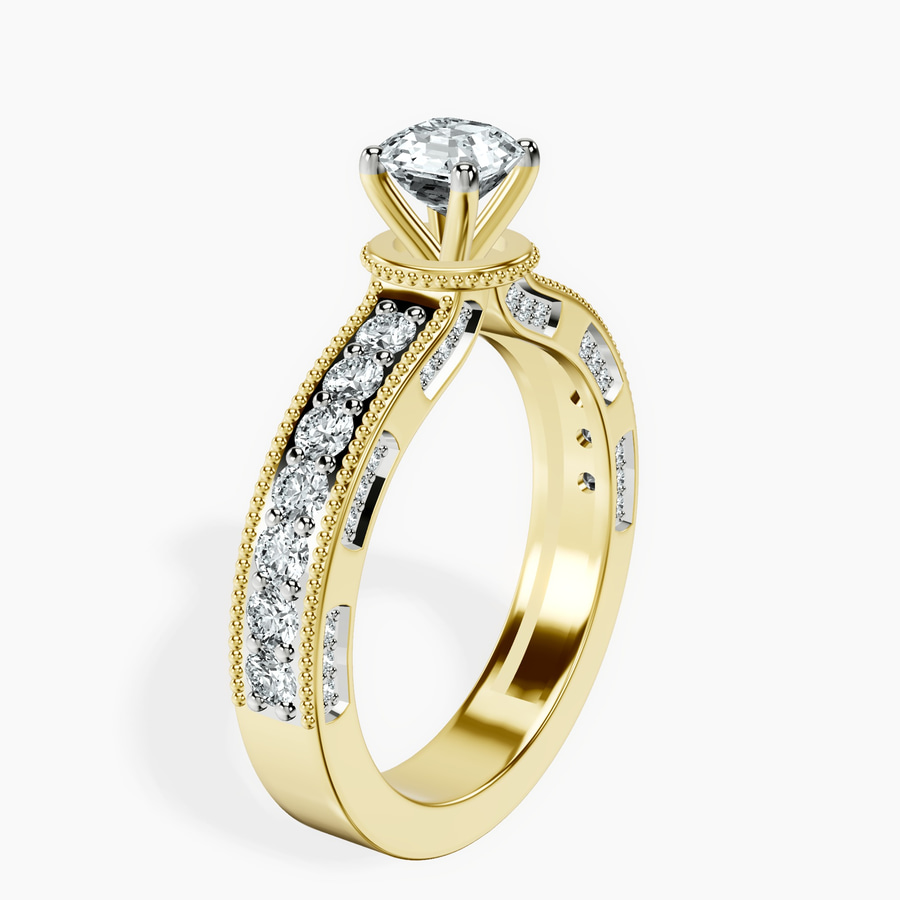 18kt Yellow Gold Regalia Milgrain Lab Diamond Ring standing product image one