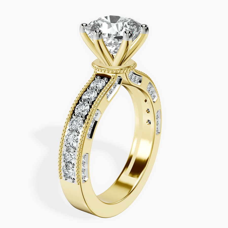 18kt Yellow Gold Regalia Milgrain Lab Diamond Ring standing product image one
