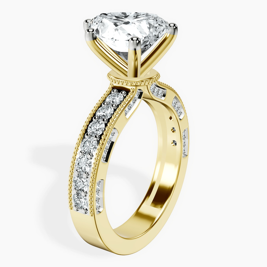 18kt Yellow Gold Regalia Milgrain Lab Diamond Ring standing product image one