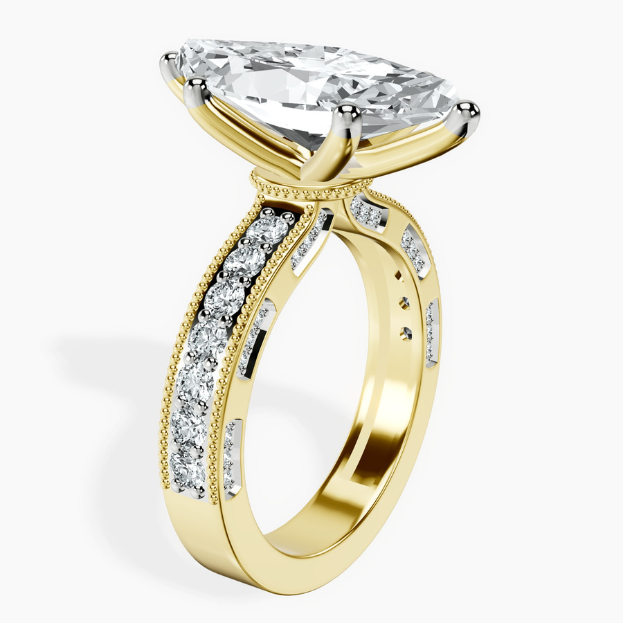 18kt Yellow Gold Regalia Milgrain Lab Diamond Ring standing product image one