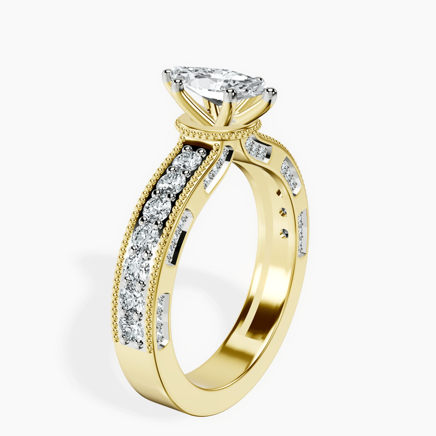 18kt Yellow Gold Regalia Milgrain Lab Diamond Ring standing product image one