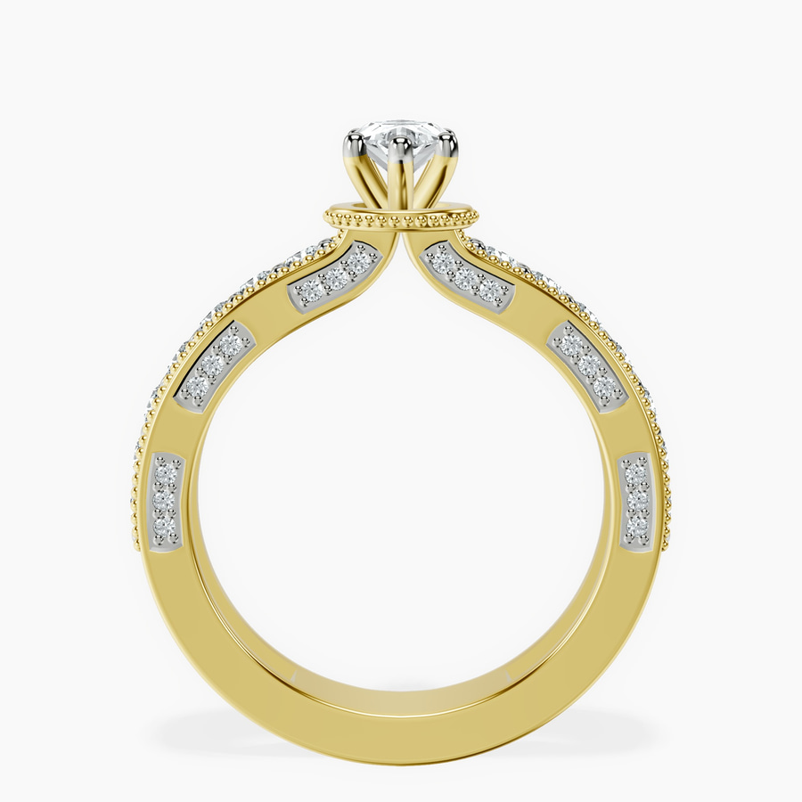 18kt Yellow Gold Regalia Milgrain Lab Diamond Ring side right image one