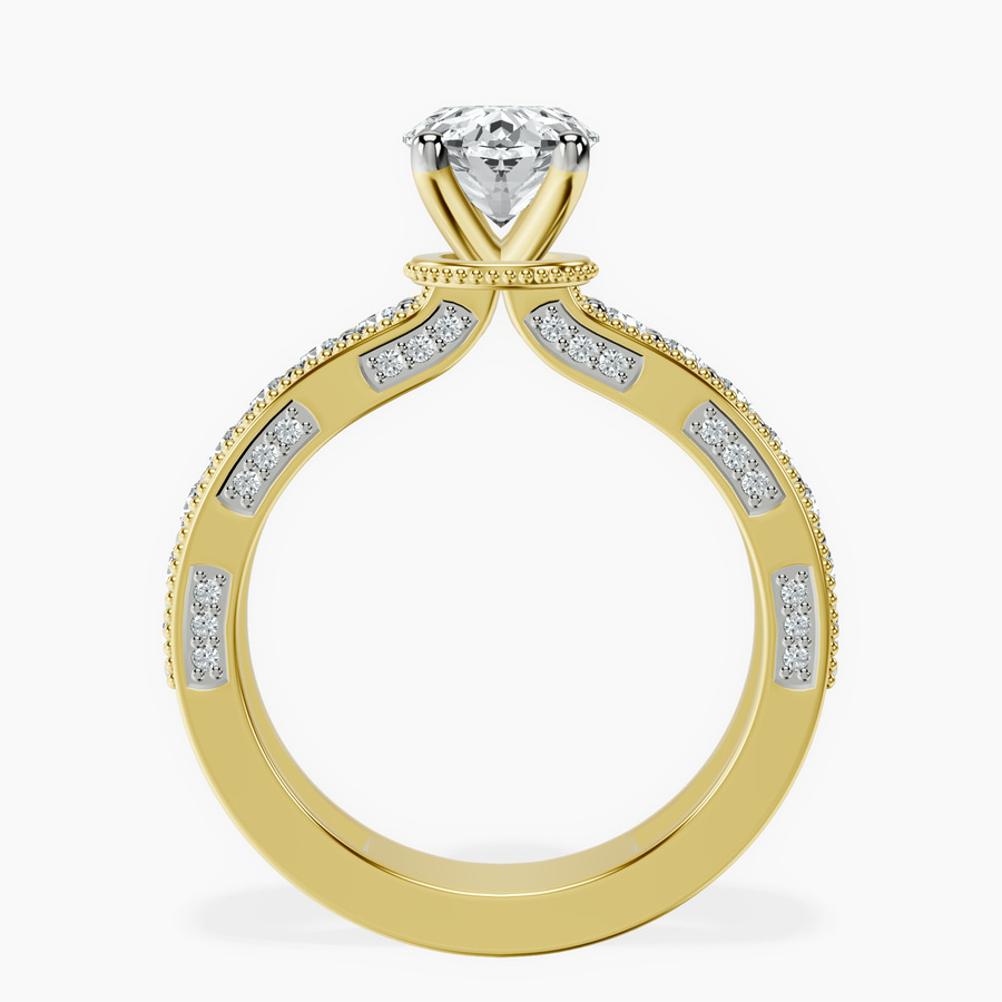14ct Yellow Gold Regalia Milgrain Lab Diamond Ring side right image one