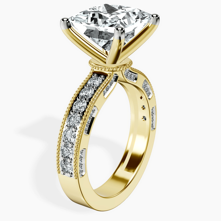 18kt Yellow Gold Regalia Milgrain Lab Diamond Ring standing product image one