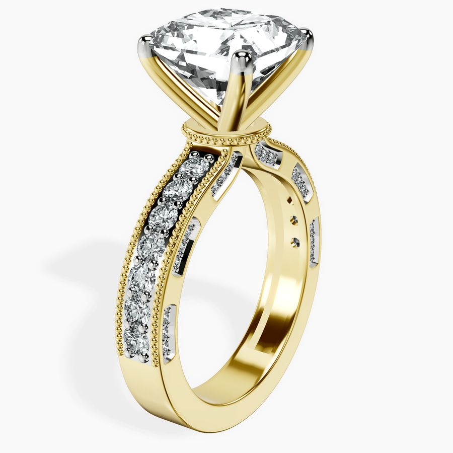 18kt Yellow Gold Regalia Milgrain Lab Diamond Ring standing product image one