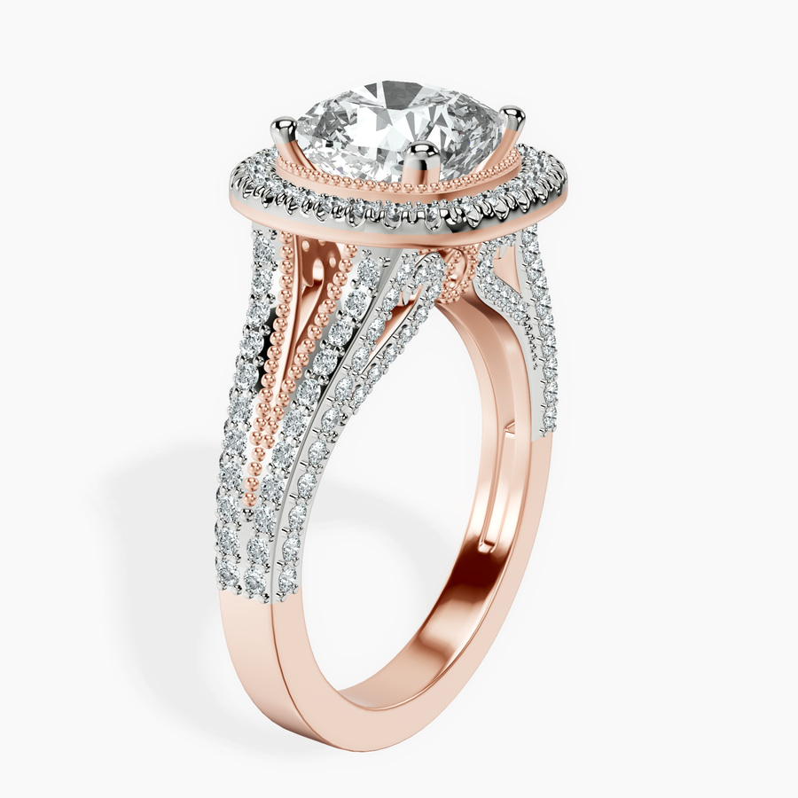 14kt Rose Gold Opulenté Antique Halo Lab Diamond Ring standing product image one