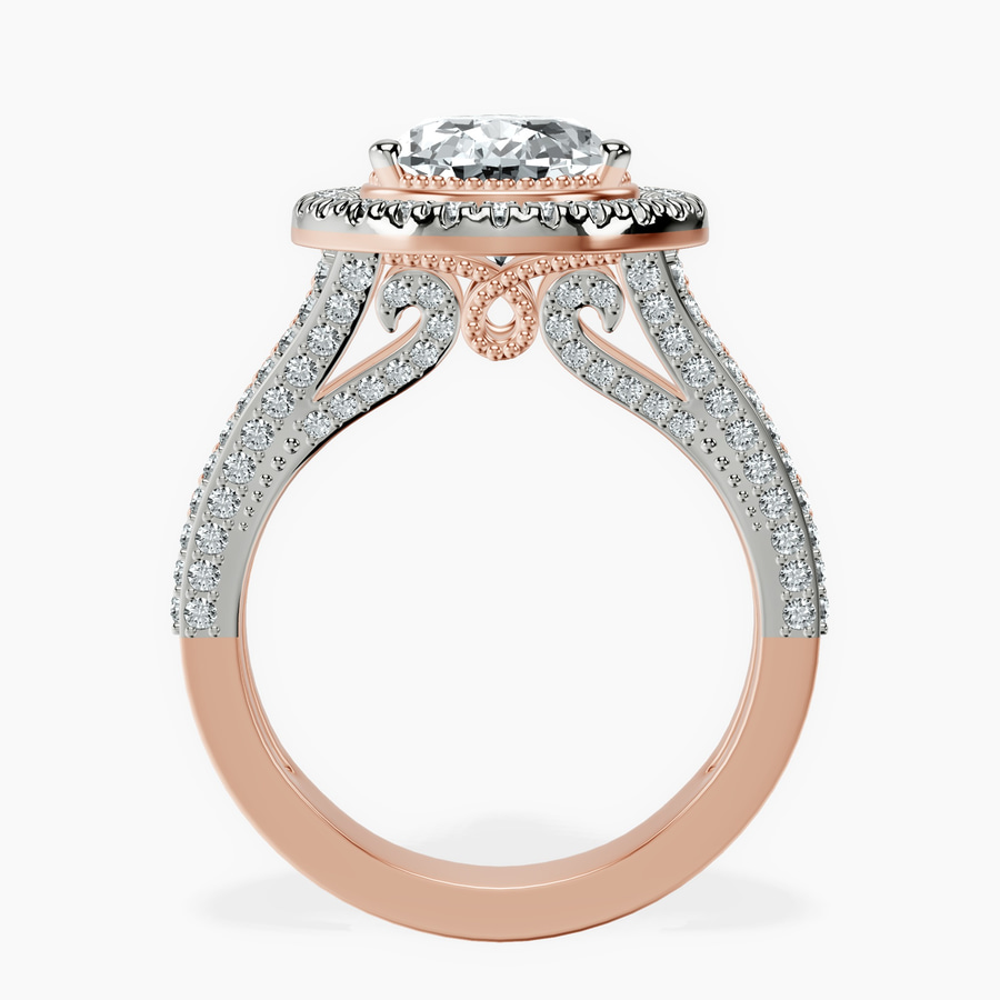 18kt Rose Gold Opulenté Antique Halo Lab Diamond Ring side right image one