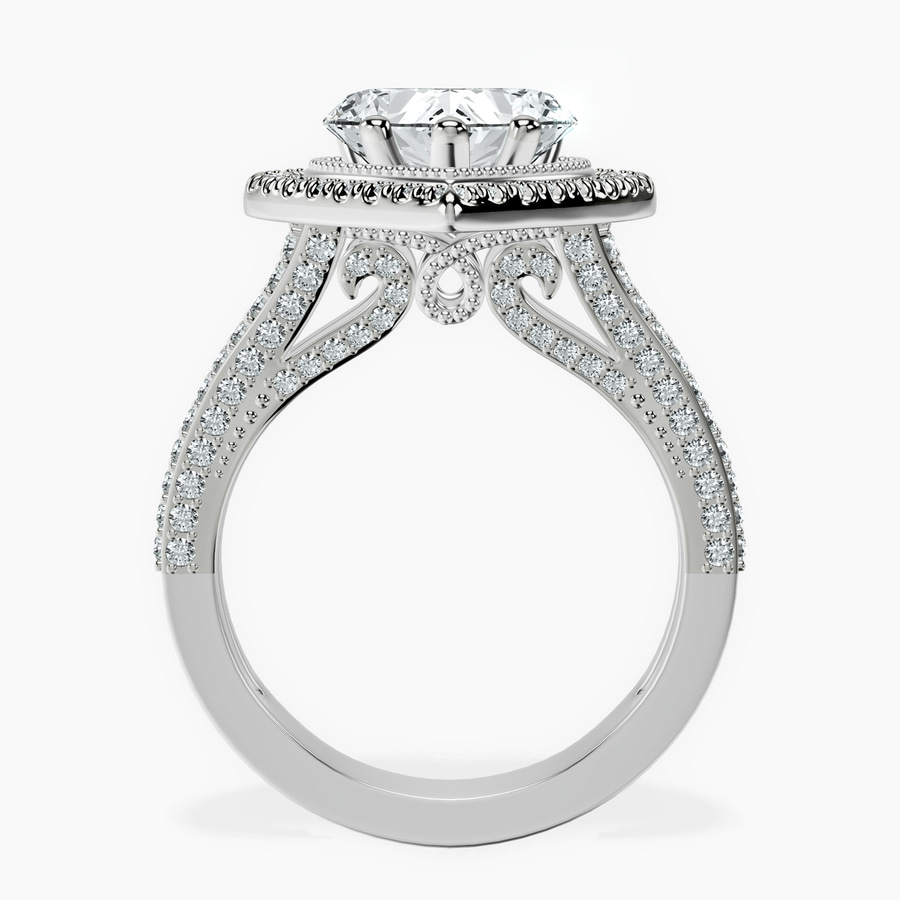 Platinum Opulenté Antique Halo Lab Diamond Ring side right image one