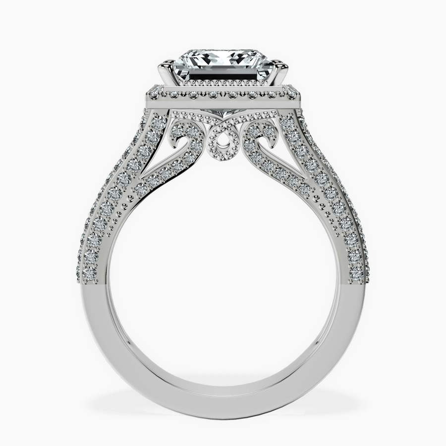 10kt White Gold Opulenté Antique Halo Lab Diamond Ring side right image one