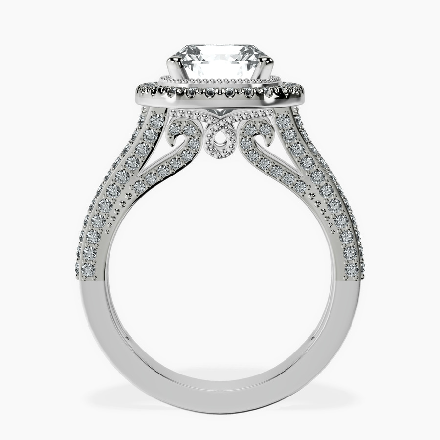 Platinum Opulenté Antique Halo Lab Diamond Ring side right image one