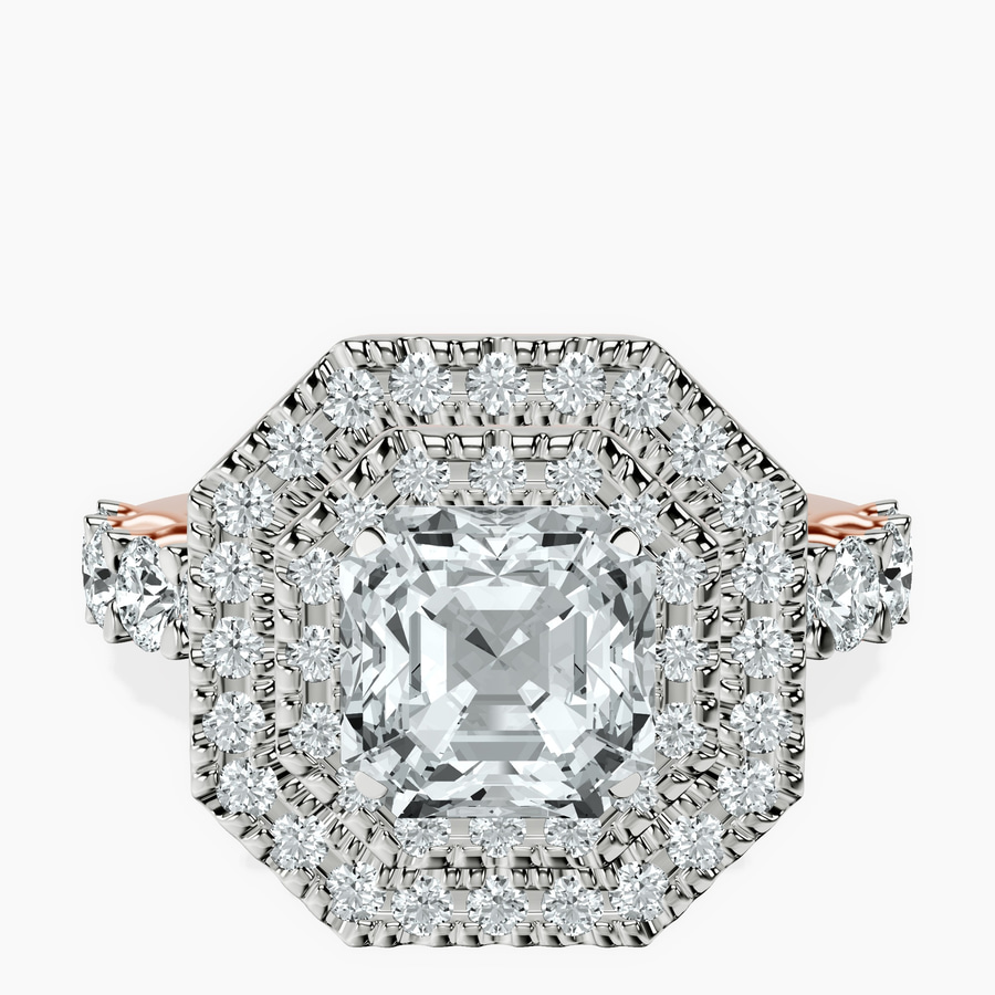 18kt Rose Gold Crowned Cresta Double Halo Lab Diamond Ring front image