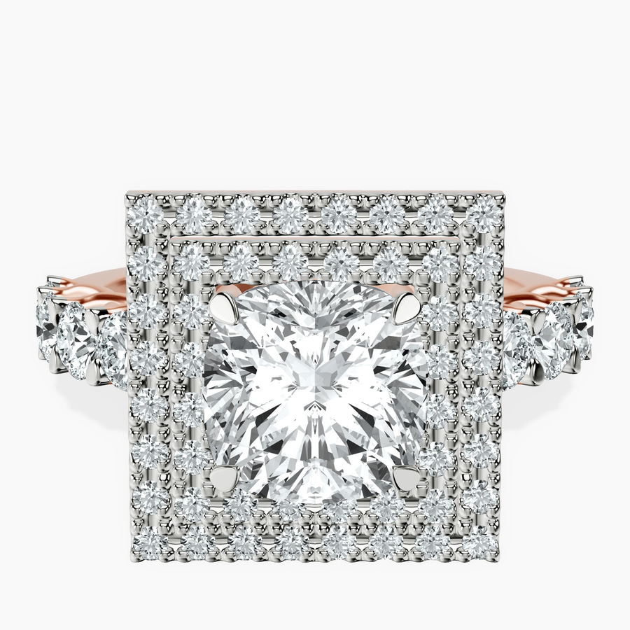 14kt Rose Gold Crowned Cresta Double Halo Lab Diamond Ring front image