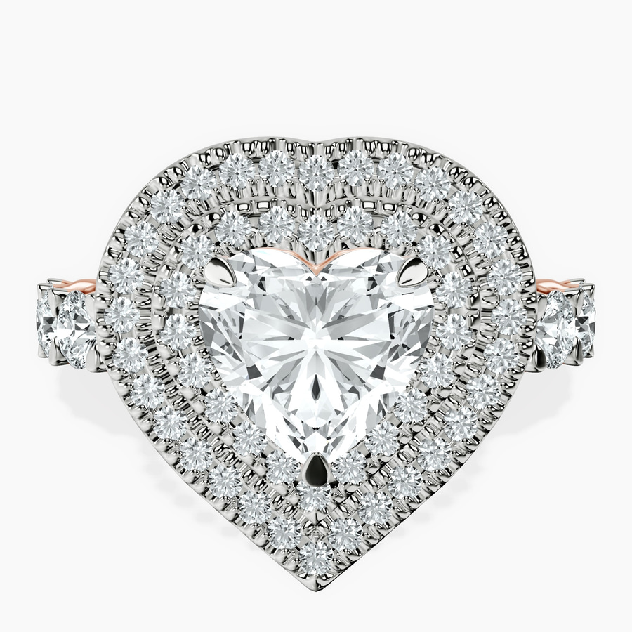 14kt Rose Gold Crowned Cresta Double Halo Lab Diamond Ring front image