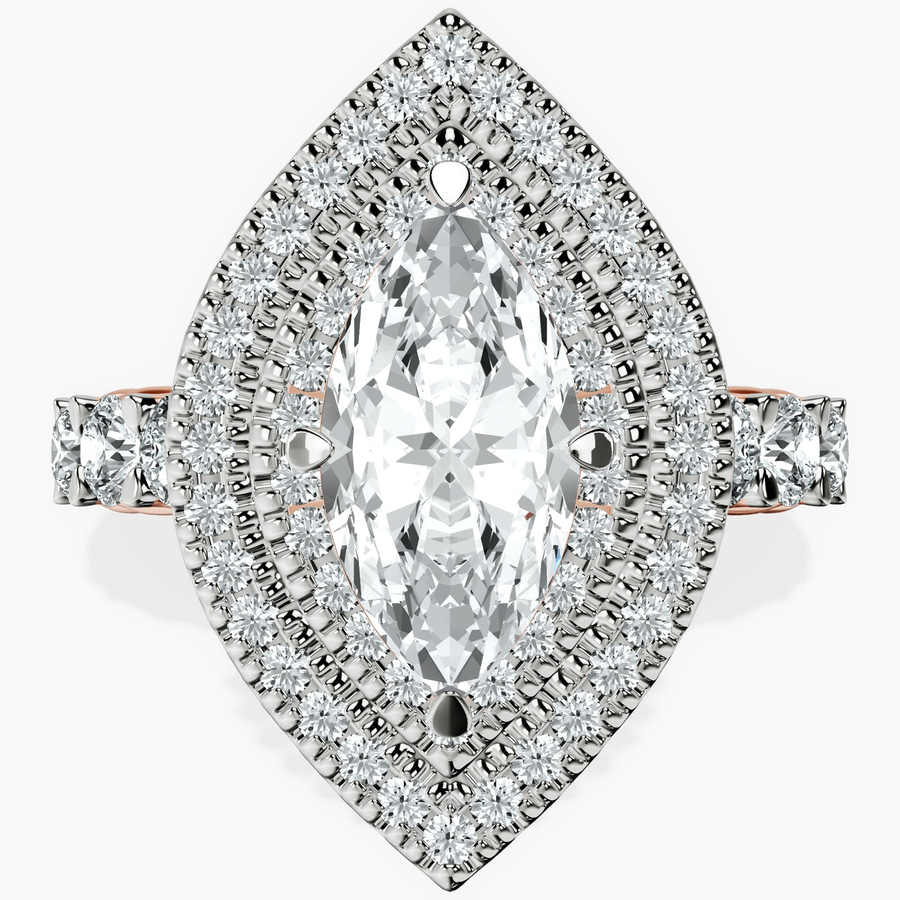 14kt Rose Gold Crowned Cresta Double Halo Lab Diamond Ring front image
