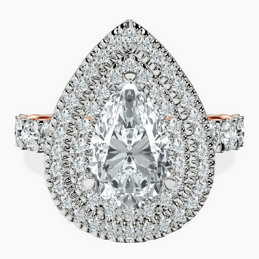 14kt Rose Gold Crowned Cresta Double Halo Lab Diamond Ring front image