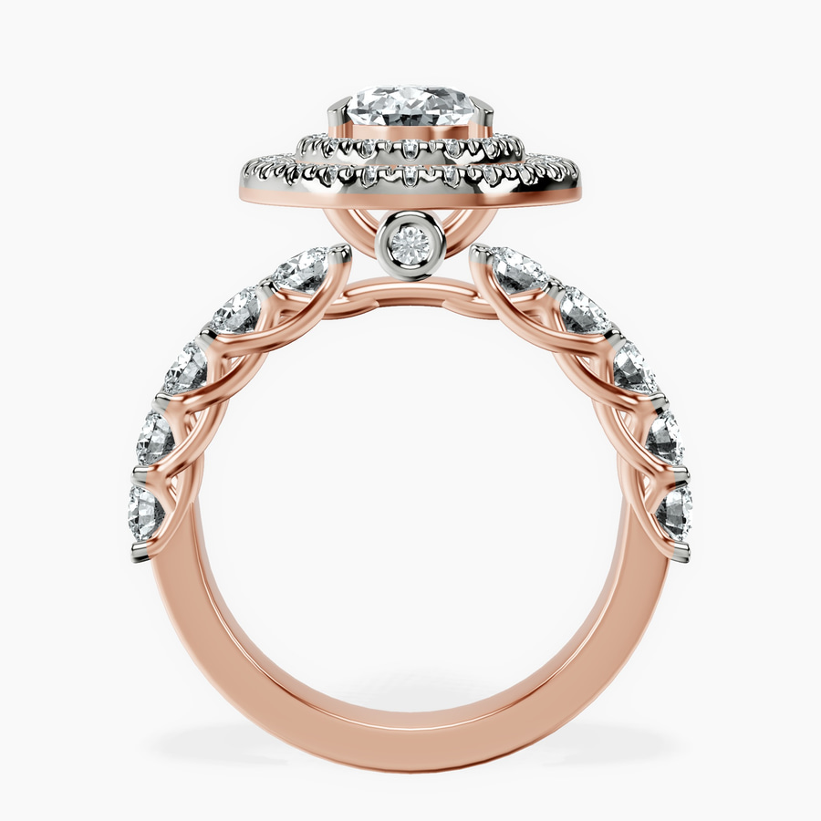 14kt Rose Gold Crowned Cresta Double Halo Lab Diamond Ring side right image one