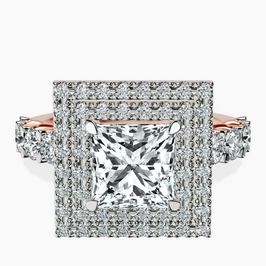 10kt Rose Gold Crowned Cresta Double Halo Lab Diamond Ring front image