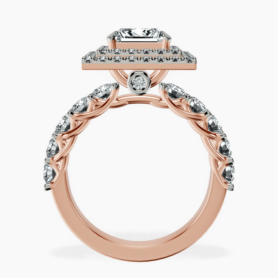 10kt Rose Gold Crowned Cresta Double Halo Lab Diamond Ring side right image one