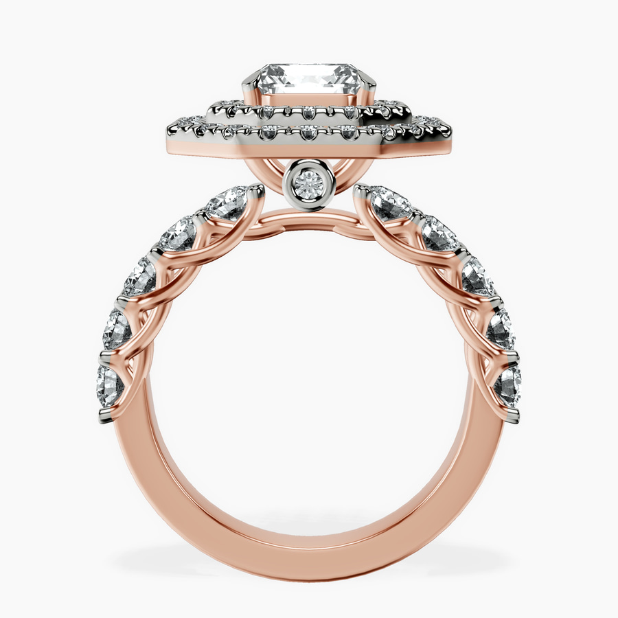 18ct Rose Gold Crowned Cresta Double Halo Lab Diamond Ring side right image one