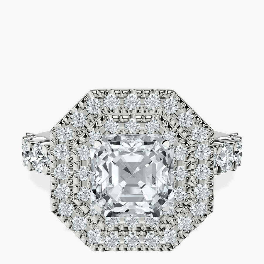 Platinum Crowned Cresta Double Halo Lab Diamond Ring front image