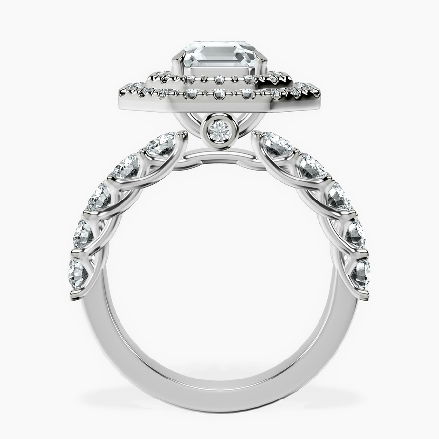 Platinum Crowned Cresta Double Halo Lab Diamond Ring side right image one