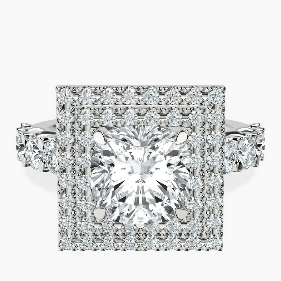 Platinum Crowned Cresta Double Halo Lab Diamond Ring front image
