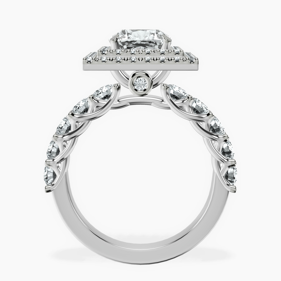 Platinum Crowned Cresta Double Halo Lab Diamond Ring side right image one