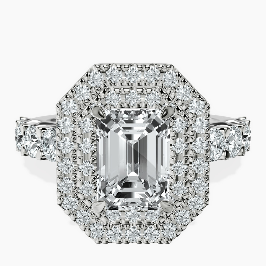 Platinum Crowned Cresta Double Halo Lab Diamond Ring front image