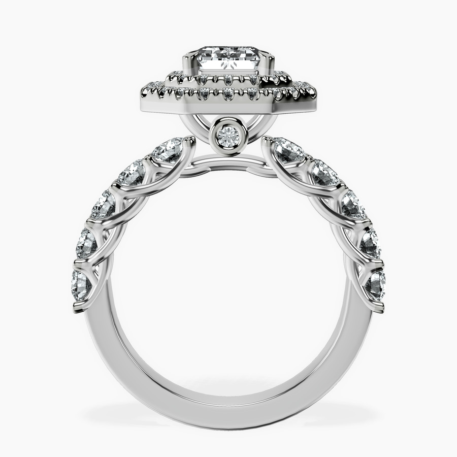 Platinum Crowned Cresta Double Halo Lab Diamond Ring side right image one