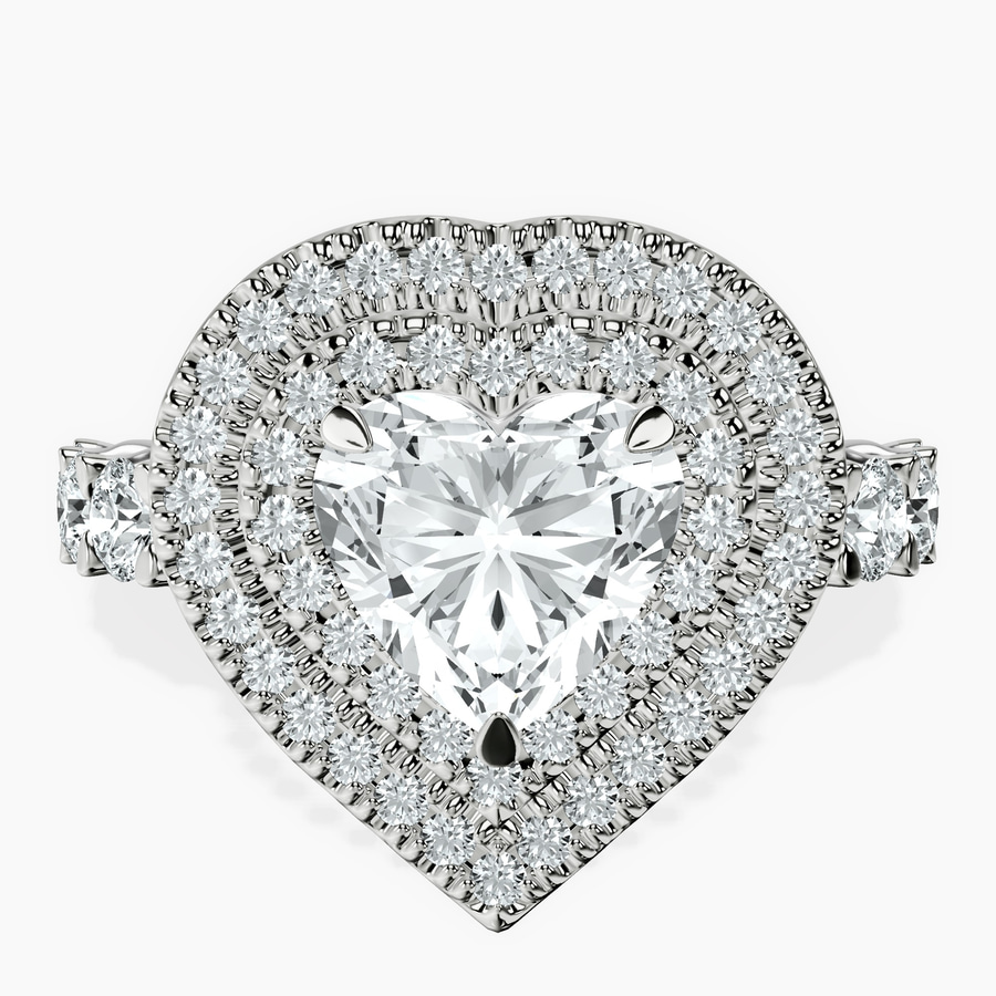 Platinum Crowned Cresta Double Halo Lab Diamond Ring front image