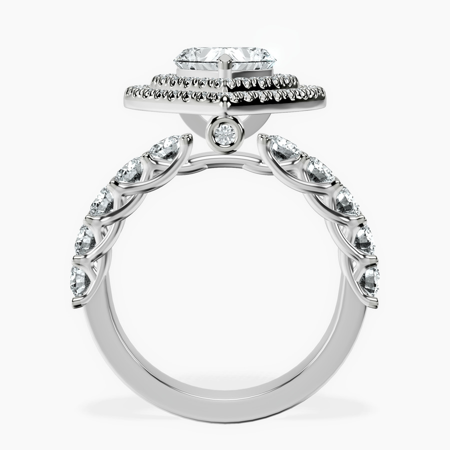 Platinum Crowned Cresta Double Halo Lab Diamond Ring side right image one