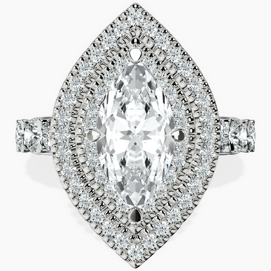 Platinum Crowned Cresta Double Halo Lab Diamond Ring front image