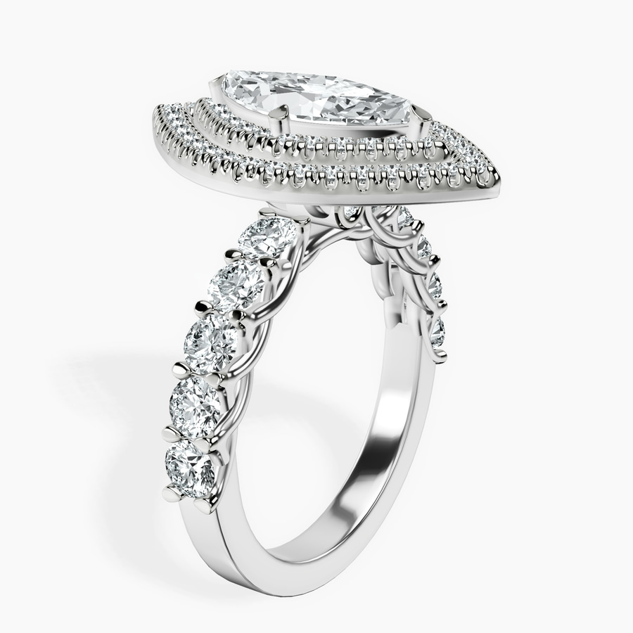 Platinum Crowned Cresta Double Halo Lab Diamond Ring standing product image one